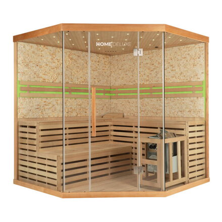 Sauna Home Deluxe SKYLINE BIG XL se stěnou z umělého kamene