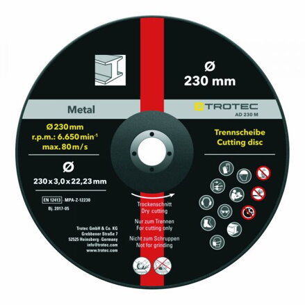 Řezný kotouč na kov AD 230 M - 5ks